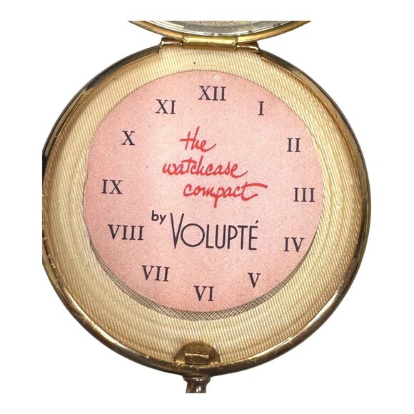 Vintage 1940s Gold Powder Compact Volupte Watchcase Black Tassel Clock READ - Picture 5 of 9